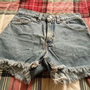Levi's Light Blue Frayed Jean Shorts